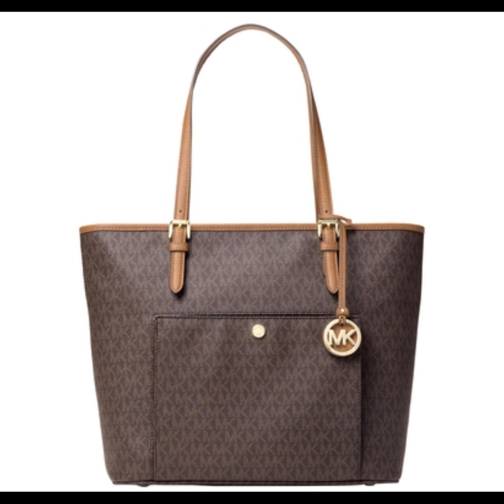 NWT Michael Kors Jet Set Top Zip Snap Pocket Tote